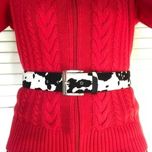 Genuine Suede Cow Print Belt- eye catching!